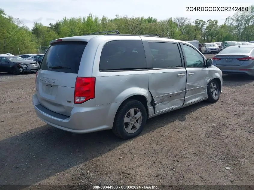 2012 Dodge Grand Caravan Sxt VIN: 2C4RDGCGXCR242480 Lot: 39344988