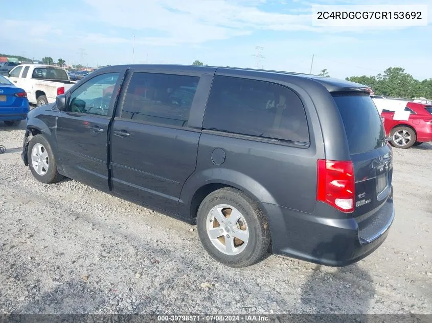 2012 Dodge Grand Caravan Sxt VIN: 2C4RDGCG7CR153692 Lot: 39798571