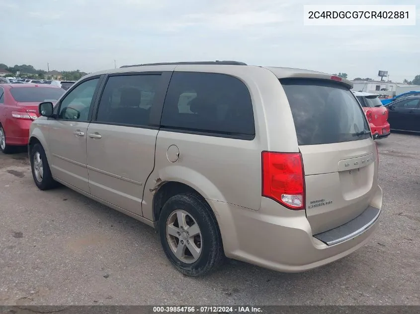 2012 Dodge Grand Caravan Sxt VIN: 2C4RDGCG7CR402881 Lot: 39854756