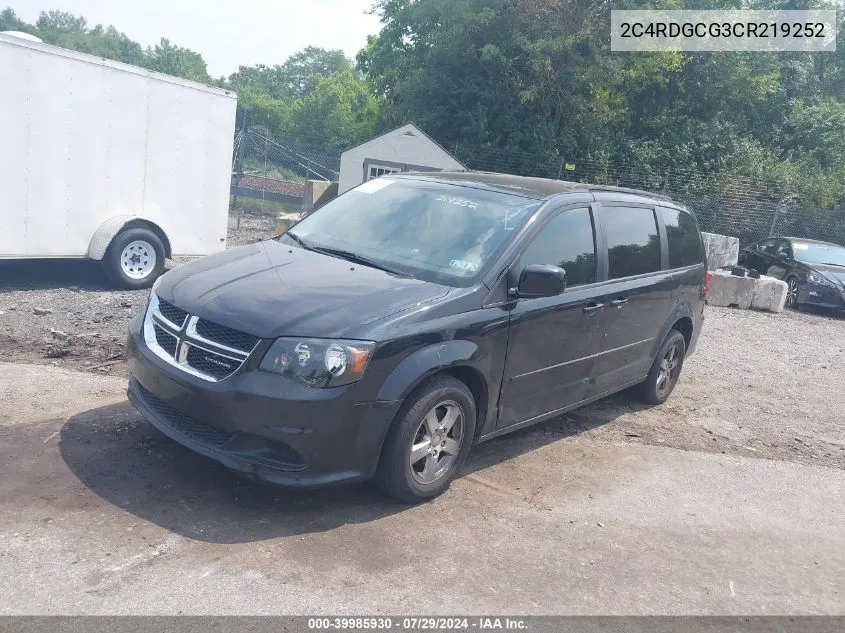 2012 Dodge Grand Caravan Sxt VIN: 2C4RDGCG3CR219252 Lot: 39985930