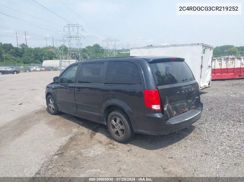 2012 Dodge Grand Caravan Sxt VIN: 2C4RDGCG3CR219252 Lot: 39985930