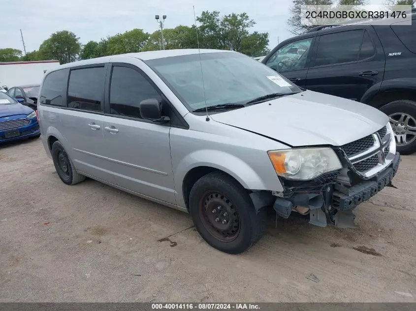 2012 Dodge Grand Caravan Se/Avp VIN: 2C4RDGBGXCR381476 Lot: 40014116