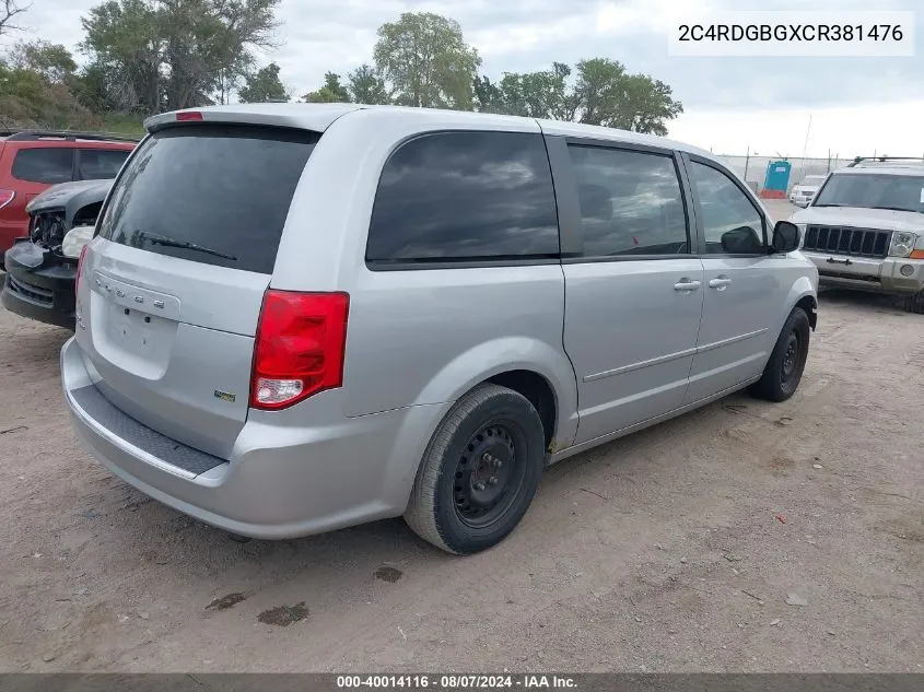 2012 Dodge Grand Caravan Se/Avp VIN: 2C4RDGBGXCR381476 Lot: 40014116