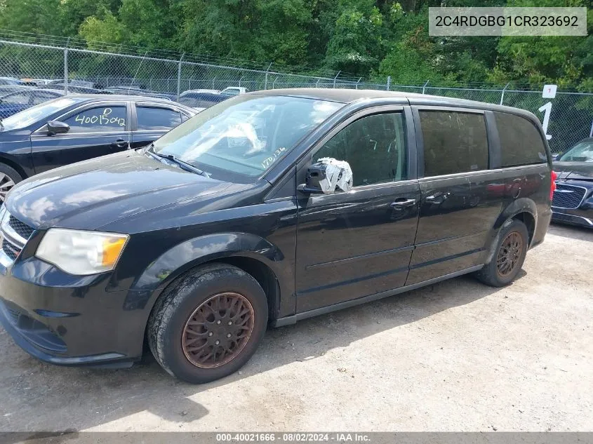 2012 Dodge Grand Caravan Se/Avp VIN: 2C4RDGBG1CR323692 Lot: 40021666