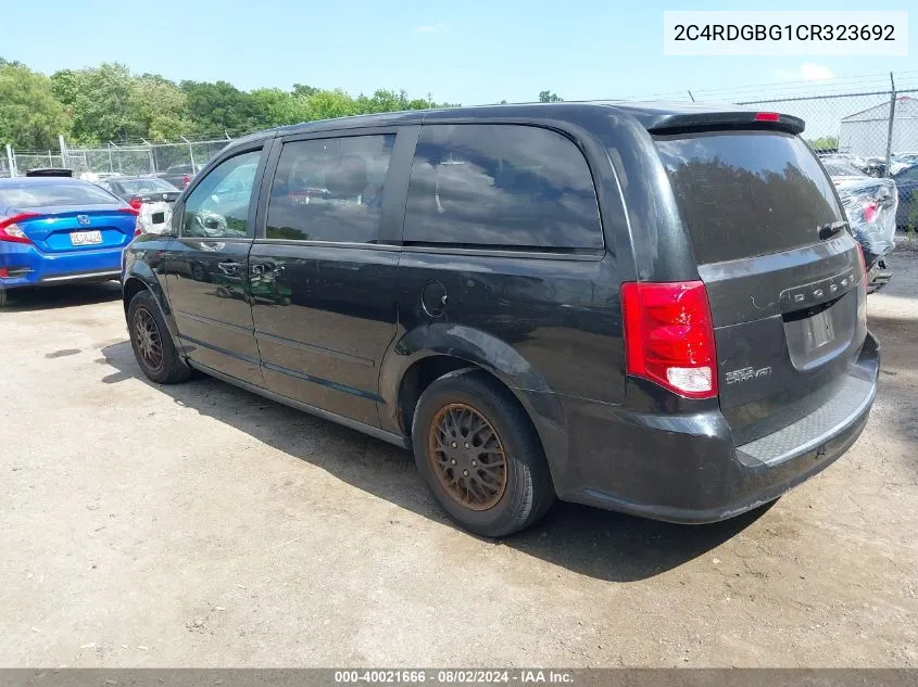 2012 Dodge Grand Caravan Se/Avp VIN: 2C4RDGBG1CR323692 Lot: 40021666