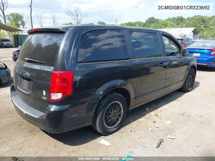 2012 Dodge Grand Caravan Se/Avp VIN: 2C4RDGBG1CR323692 Lot: 40021666