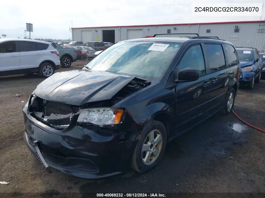 2012 Dodge Grand Caravan Sxt VIN: 2C4RDGCG2CR334070 Lot: 40069232