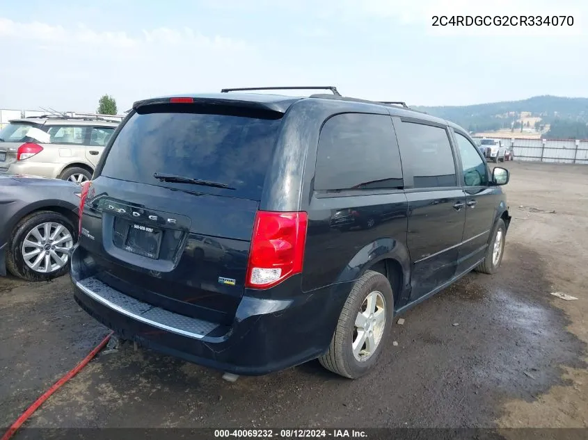 2012 Dodge Grand Caravan Sxt VIN: 2C4RDGCG2CR334070 Lot: 40069232