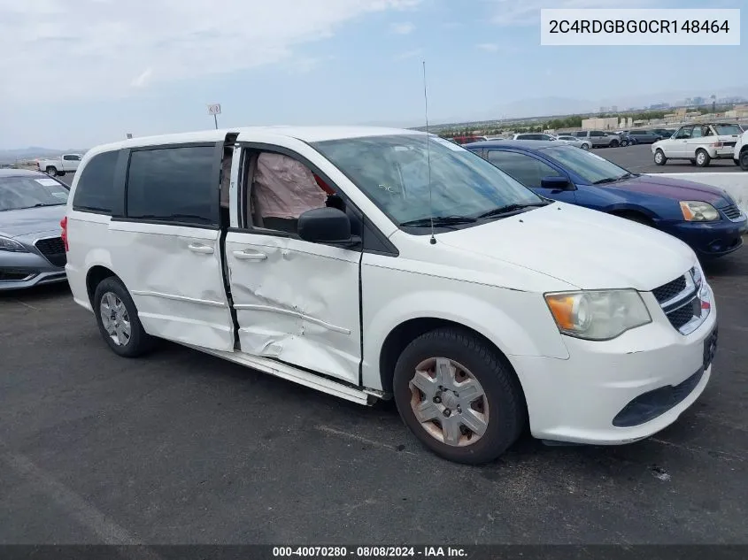 2012 Dodge Grand Caravan Se/Avp VIN: 2C4RDGBG0CR148464 Lot: 40070280