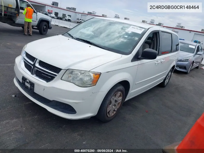 2012 Dodge Grand Caravan Se/Avp VIN: 2C4RDGBG0CR148464 Lot: 40070280