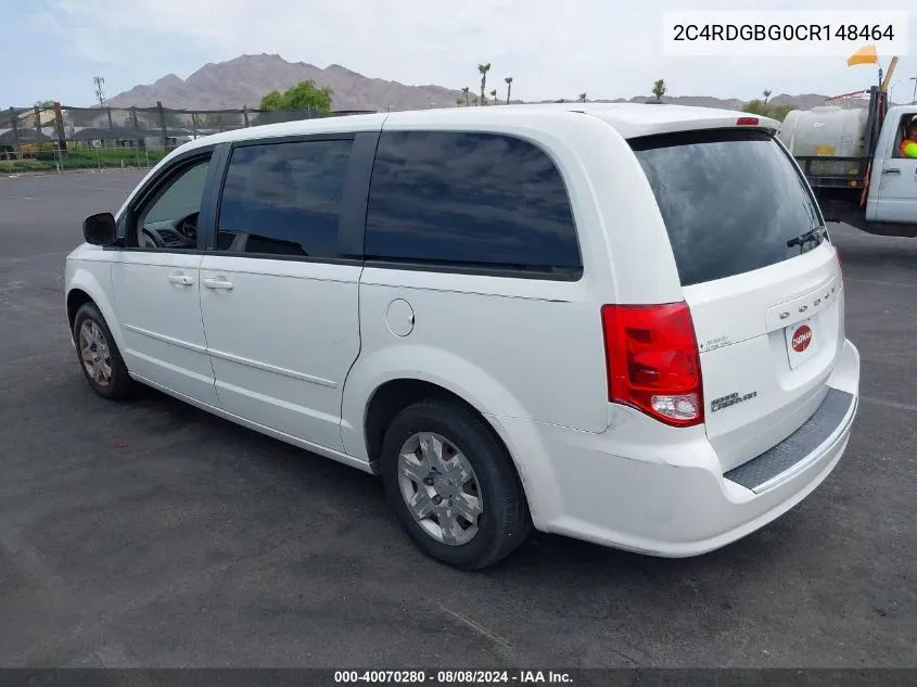 2012 Dodge Grand Caravan Se/Avp VIN: 2C4RDGBG0CR148464 Lot: 40070280