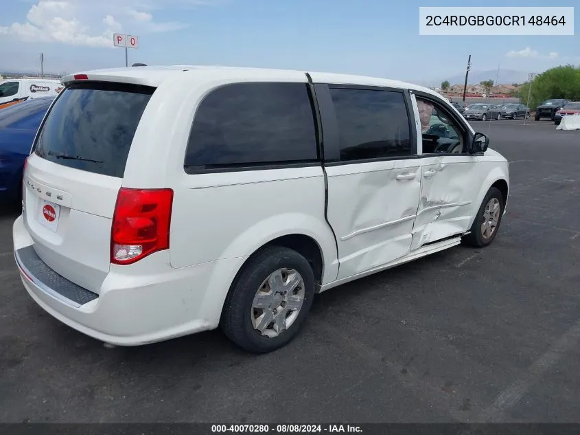 2012 Dodge Grand Caravan Se/Avp VIN: 2C4RDGBG0CR148464 Lot: 40070280