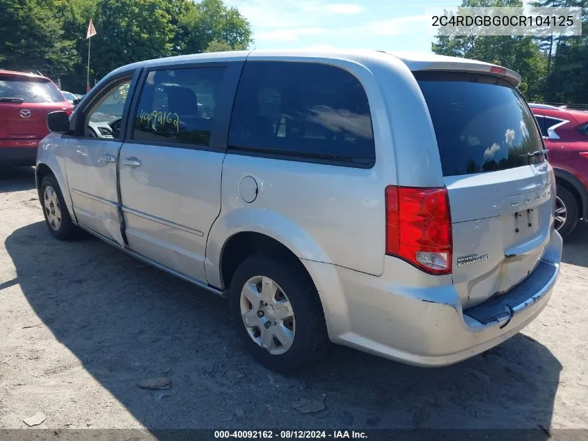 2012 Dodge Grand Caravan Se/Avp VIN: 2C4RDGBG0CR104125 Lot: 40092162