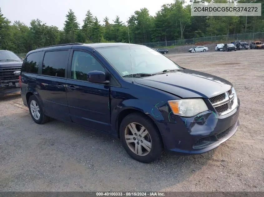 2012 Dodge Grand Caravan Sxt VIN: 2C4RDGCG5CR374272 Lot: 40100333