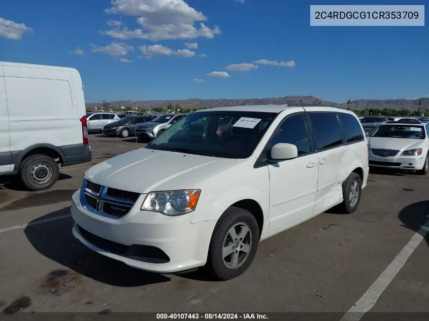 2012 Dodge Grand Caravan Sxt VIN: 2C4RDGCG1CR353709 Lot: 40107443