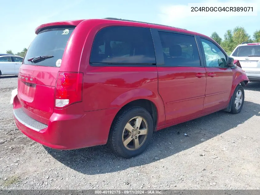 2012 Dodge Grand Caravan Sxt VIN: 2C4RDGCG4CR389071 Lot: 40192175