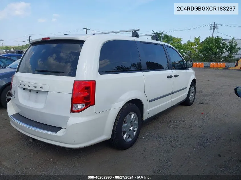 2012 Dodge Grand Caravan Se/Avp VIN: 2C4RDGBGXCR183237 Lot: 40202990