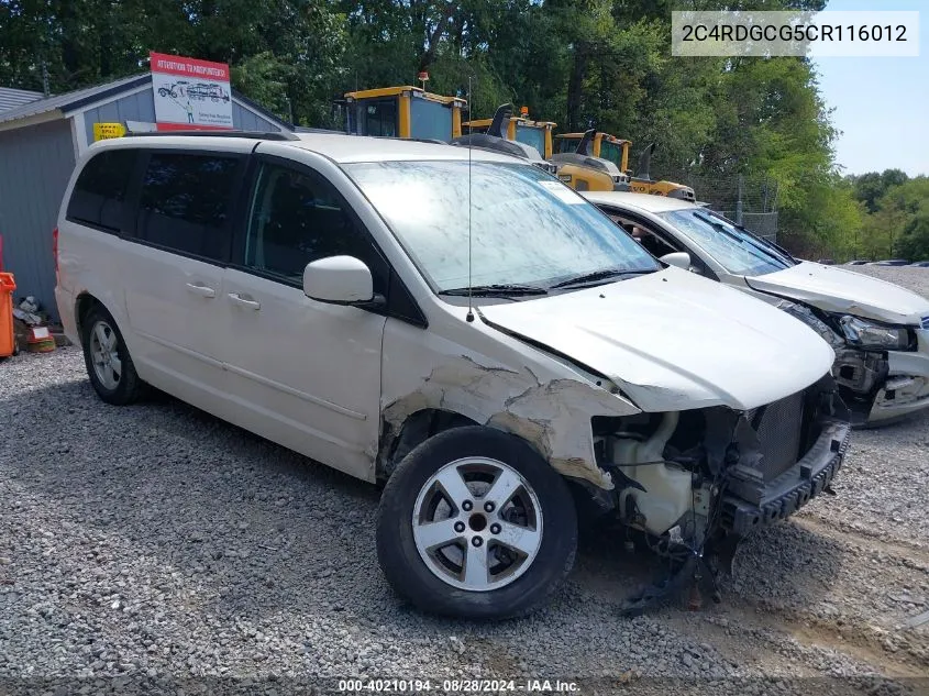 2012 Dodge Grand Caravan Sxt VIN: 2C4RDGCG5CR116012 Lot: 40210194