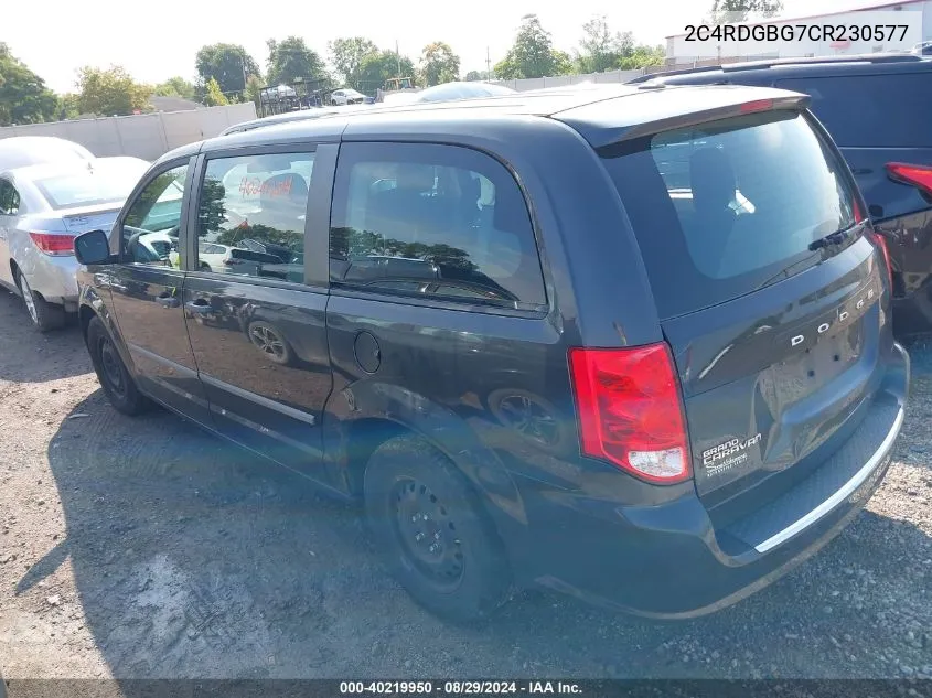 2012 Dodge Grand Caravan Se/Sxt VIN: 2C4RDGBG7CR230577 Lot: 40219950