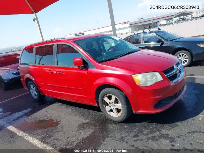 2012 Dodge Grand Caravan Sxt VIN: 2C4RDGCG6CR303940 Lot: 40258518