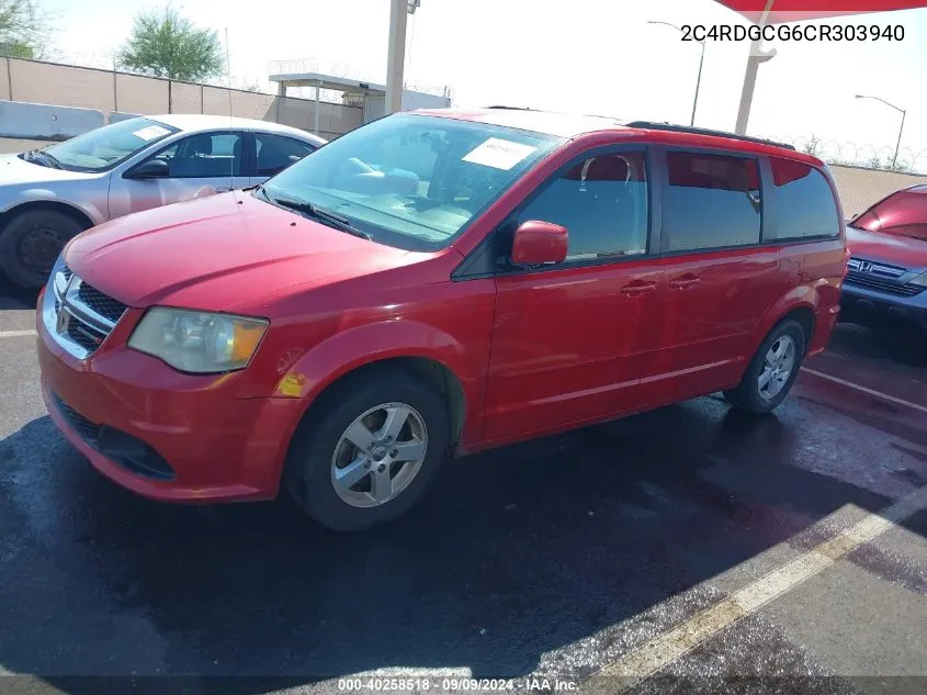 2012 Dodge Grand Caravan Sxt VIN: 2C4RDGCG6CR303940 Lot: 40258518