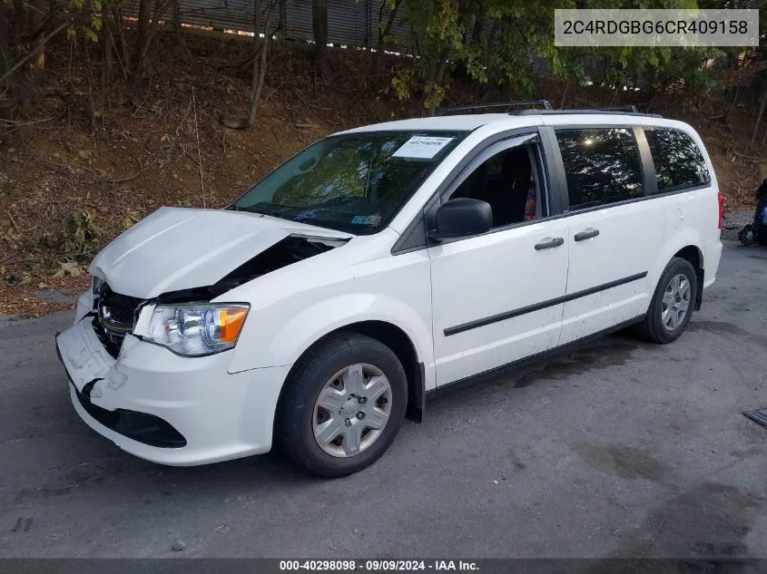 2012 Dodge Grand Caravan Se/Avp VIN: 2C4RDGBG6CR409158 Lot: 40298098