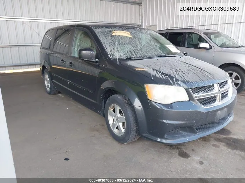 2C4RDGCGXCR309689 2012 Dodge Grand Caravan Sxt