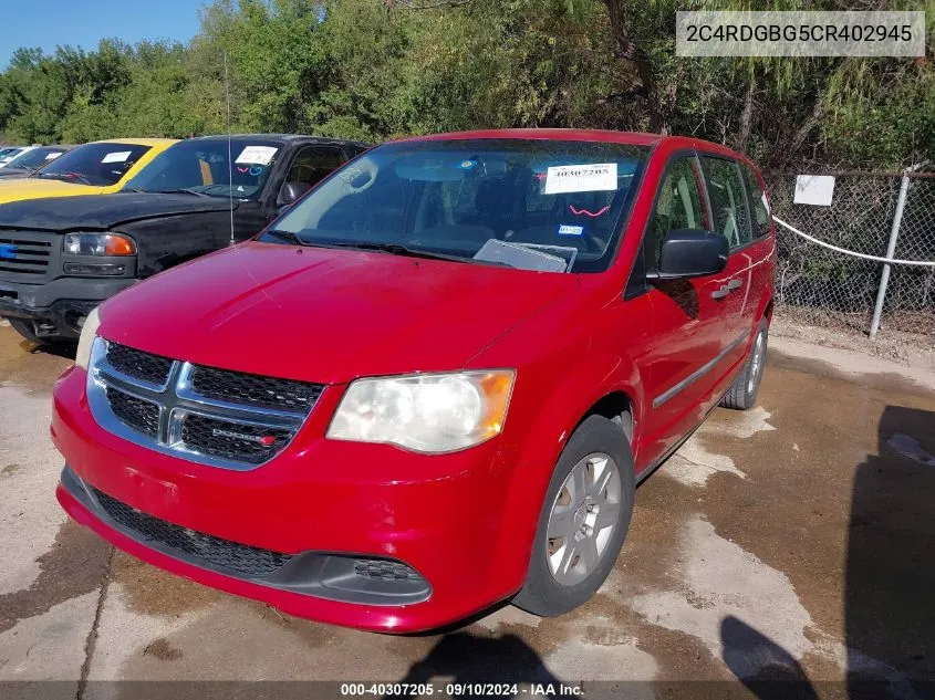 2C4RDGBG5CR402945 2012 Dodge Grand Caravan Se/Avp