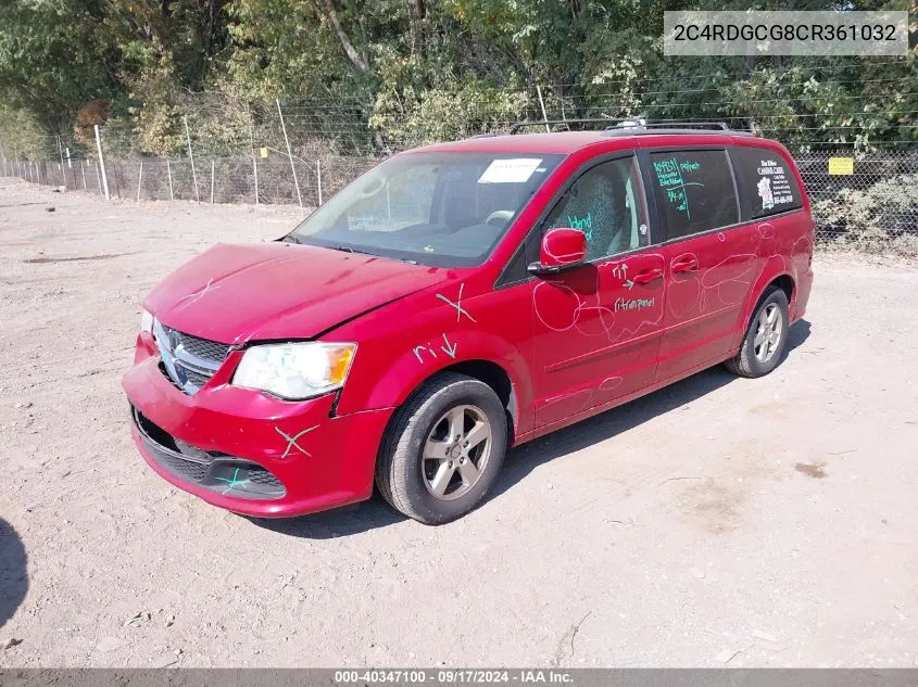 2012 Dodge Grand Caravan Sxt VIN: 2C4RDGCG8CR361032 Lot: 40347100