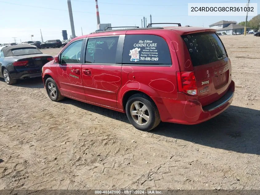 2012 Dodge Grand Caravan Sxt VIN: 2C4RDGCG8CR361032 Lot: 40347100