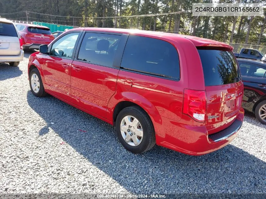 2012 Dodge Grand Caravan Se/Avp VIN: 2C4RDGBG1CR165662 Lot: 40349734