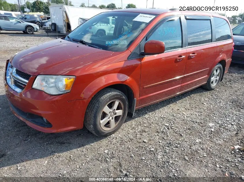 2012 Dodge Grand Caravan Sxt VIN: 2C4RDGCG9CR195250 Lot: 40368140