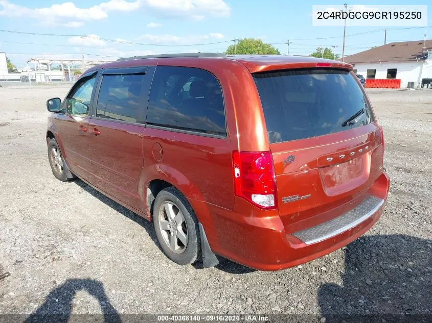 2012 Dodge Grand Caravan Sxt VIN: 2C4RDGCG9CR195250 Lot: 40368140