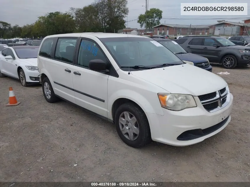 2012 Dodge Grand Caravan Se/Avp VIN: 2C4RDGBG6CR298580 Lot: 40376188