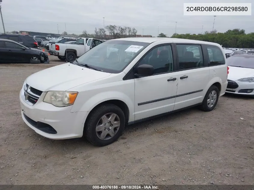 2012 Dodge Grand Caravan Se/Avp VIN: 2C4RDGBG6CR298580 Lot: 40376188