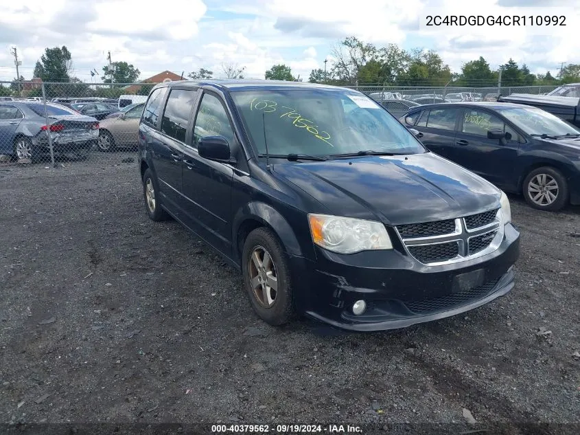 2012 Dodge Grand Caravan Crew VIN: 2C4RDGDG4CR110992 Lot: 40379562