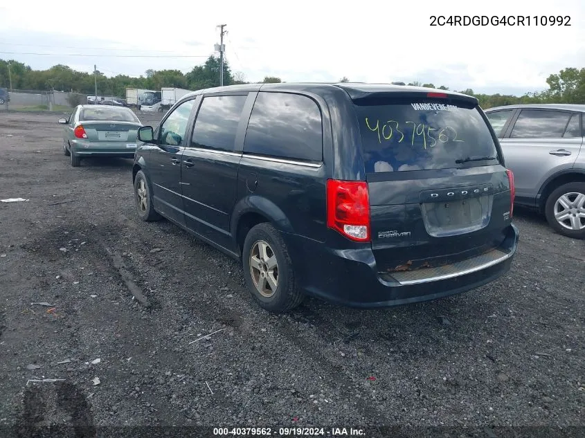 2012 Dodge Grand Caravan Crew VIN: 2C4RDGDG4CR110992 Lot: 40379562