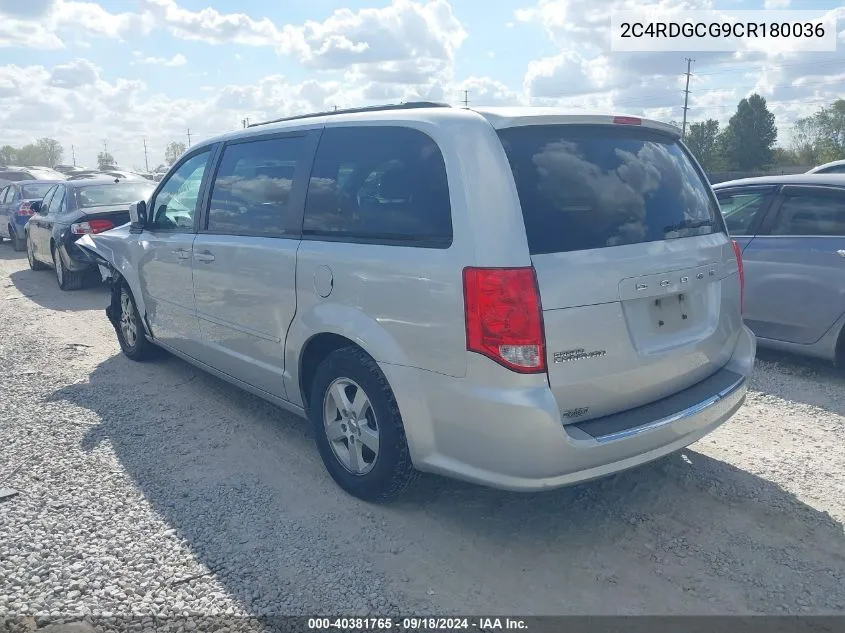 2012 Dodge Grand Caravan Sxt VIN: 2C4RDGCG9CR180036 Lot: 40381765