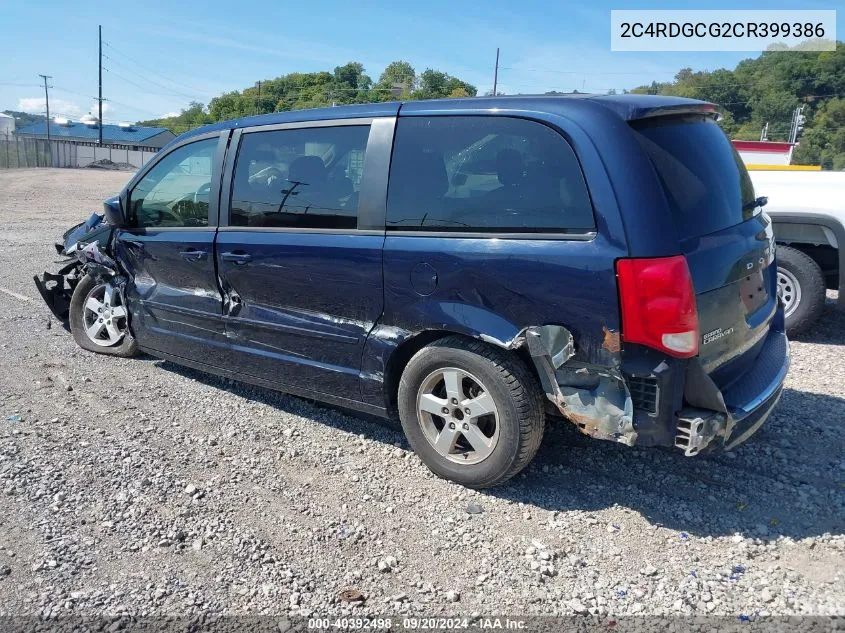 2012 Dodge Grand Caravan Sxt VIN: 2C4RDGCG2CR399386 Lot: 40392498