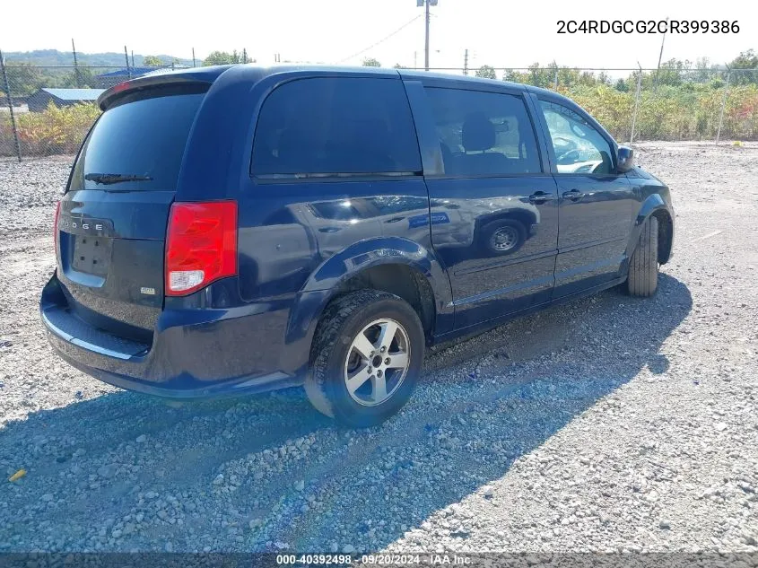 2012 Dodge Grand Caravan Sxt VIN: 2C4RDGCG2CR399386 Lot: 40392498