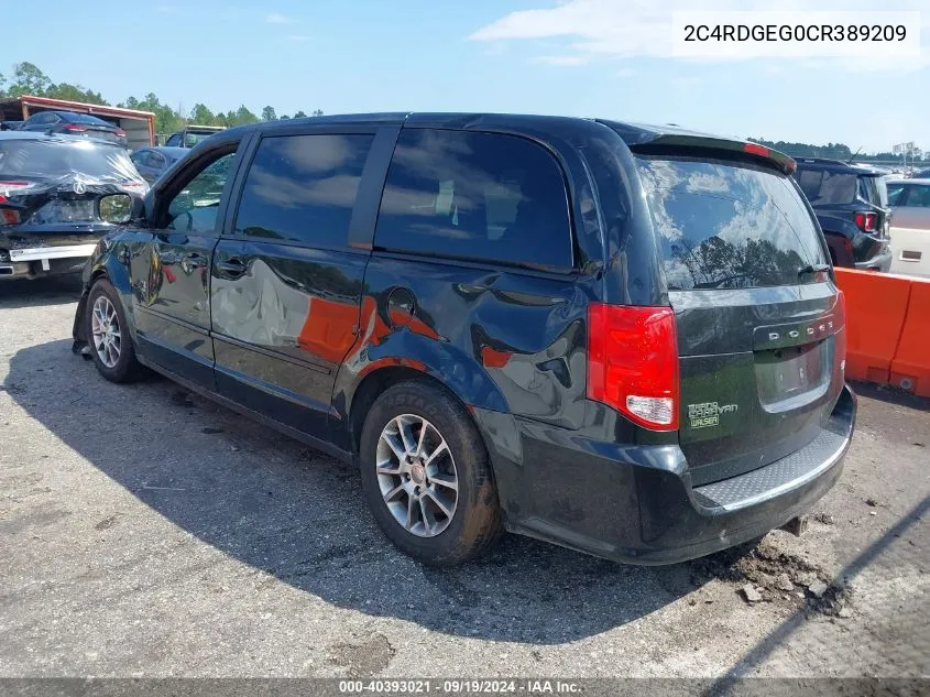 2012 Dodge Grand Caravan R/T VIN: 2C4RDGEG0CR389209 Lot: 40393021