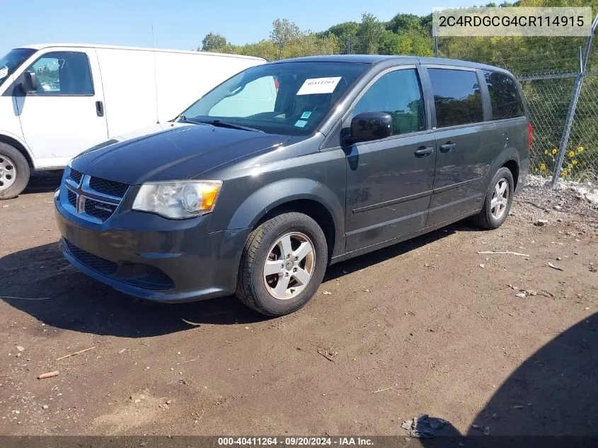 2012 Dodge Grand Caravan Sxt VIN: 2C4RDGCG4CR114915 Lot: 40411264