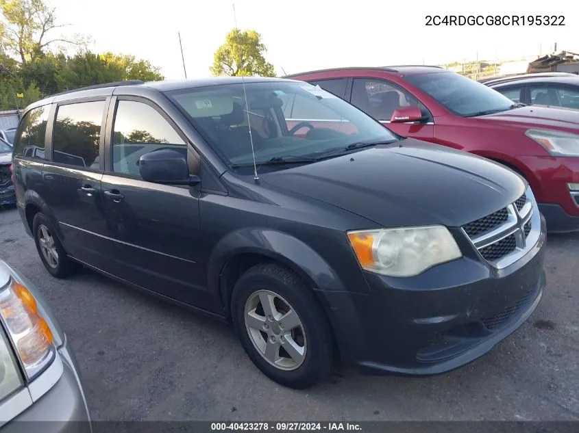 2C4RDGCG8CR195322 2012 Dodge Grand Caravan Sxt