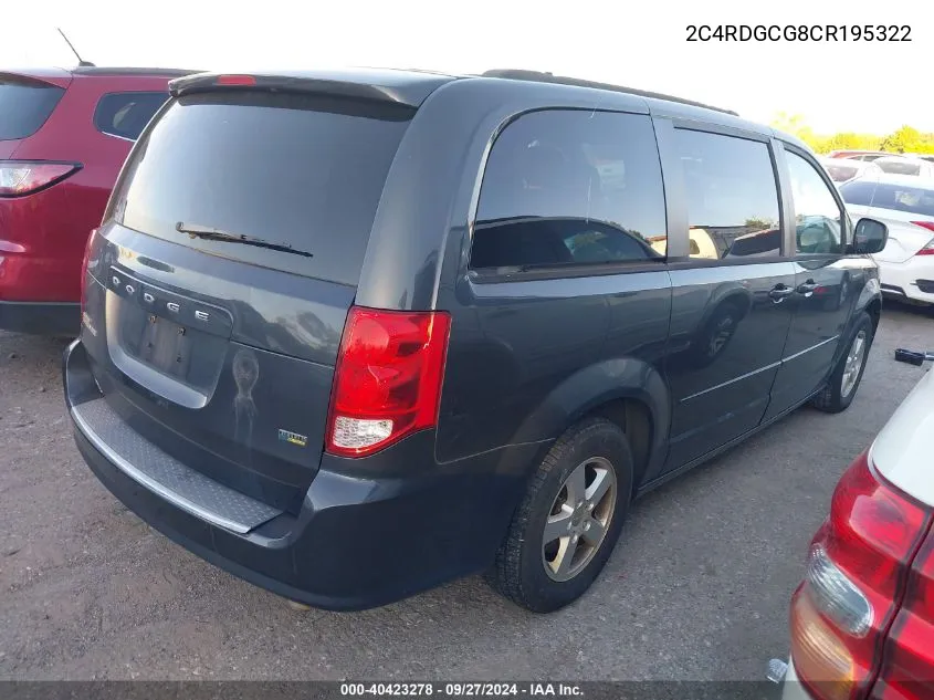 2C4RDGCG8CR195322 2012 Dodge Grand Caravan Sxt