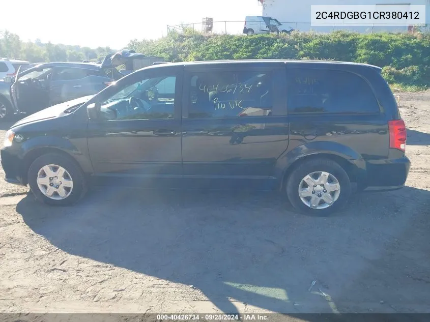 2012 Dodge Grand Caravan Se/Avp VIN: 2C4RDGBG1CR380412 Lot: 40426734