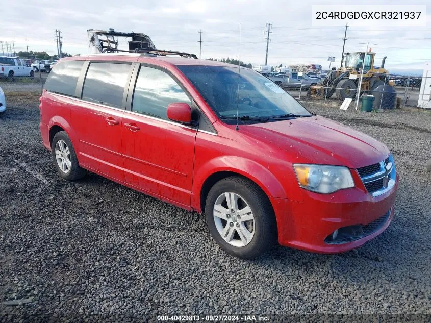 2012 Dodge Grand Caravan Crew VIN: 2C4RDGDGXCR321937 Lot: 40429813