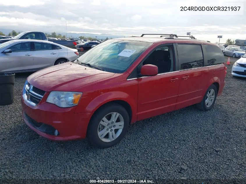 2012 Dodge Grand Caravan Crew VIN: 2C4RDGDGXCR321937 Lot: 40429813