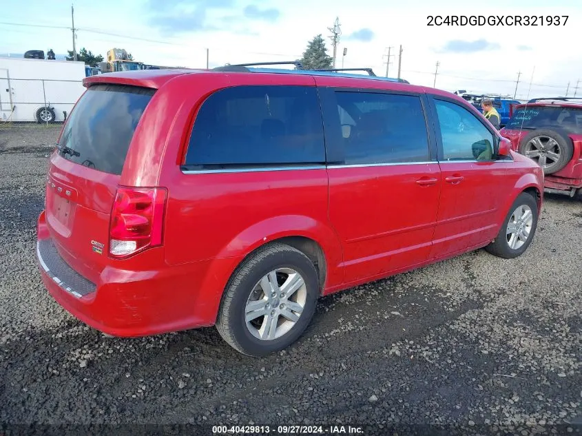 2012 Dodge Grand Caravan Crew VIN: 2C4RDGDGXCR321937 Lot: 40429813