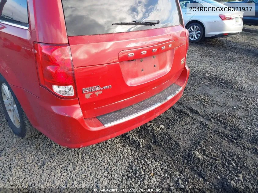 2012 Dodge Grand Caravan Crew VIN: 2C4RDGDGXCR321937 Lot: 40429813