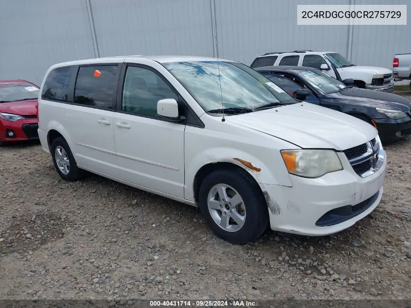 2012 Dodge Grand Caravan Sxt VIN: 2C4RDGCG0CR275729 Lot: 40431714